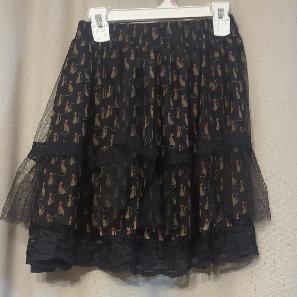 American Rag Black Cat Print Mini Skirt